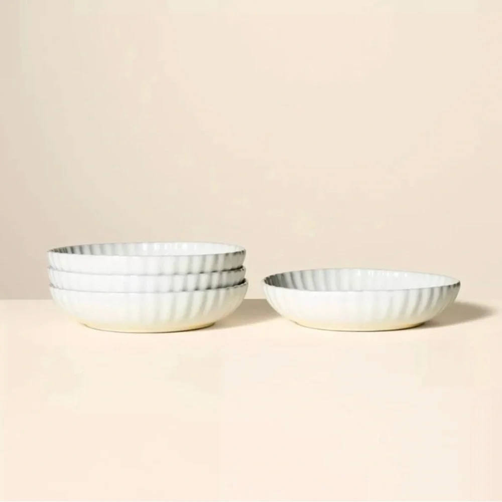 **Set of 4** Hearth & Hand 25oz Scalloped Edge Stoneware Pasta/Grain Bowl Cream